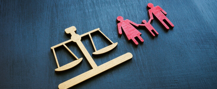 Family law concept featuring wooden symbols