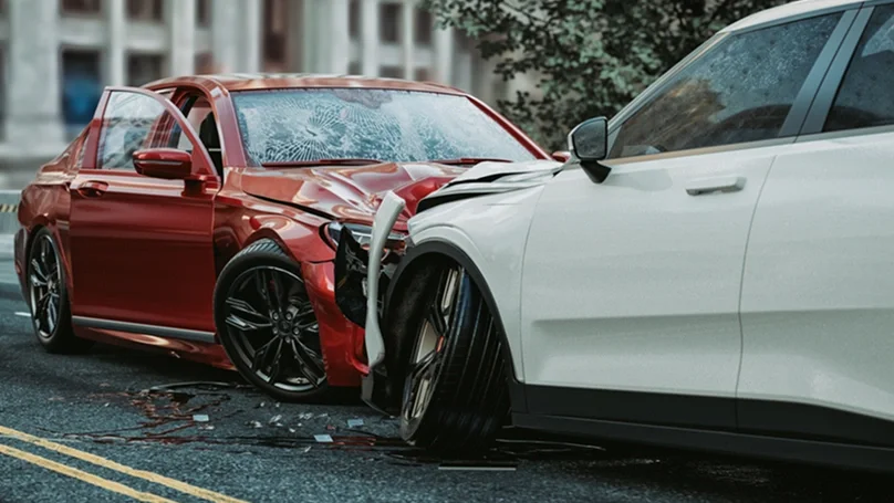 two cars after a head-on collision